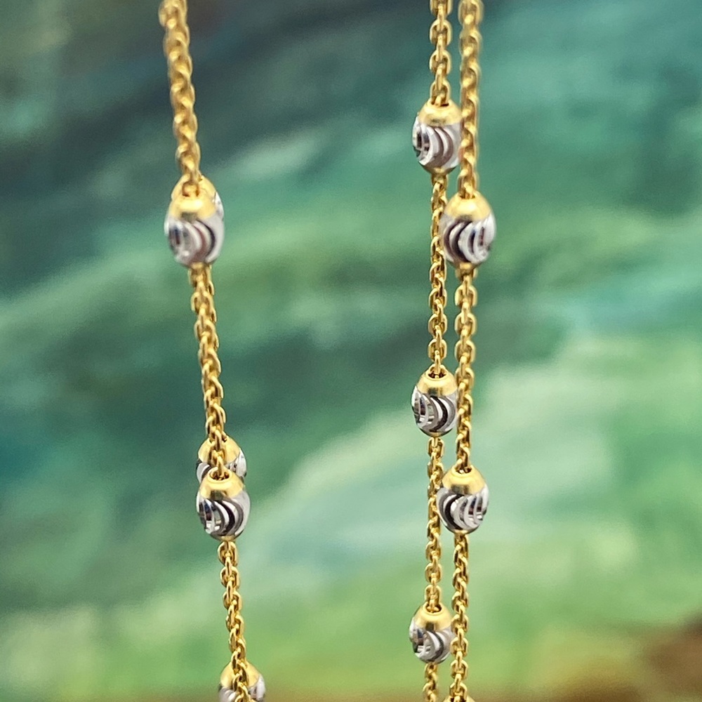 14k solid yellow white gold delicate necklace - Picture 6 of 8